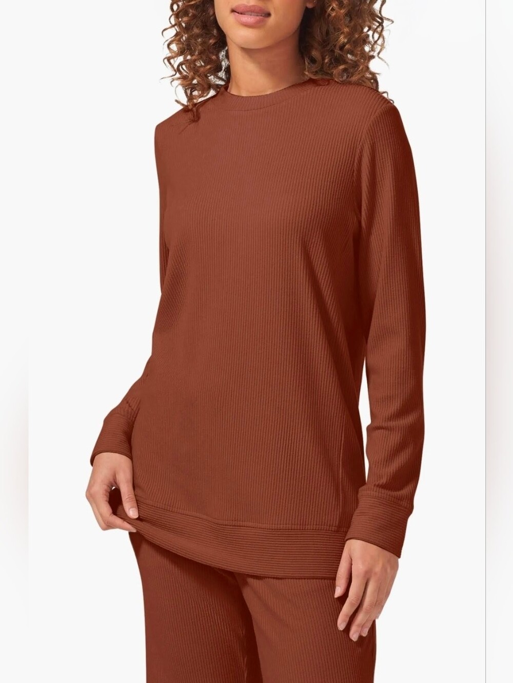 Tommy John Rib Pajama Lounge Top Brown (Mink) Women XS